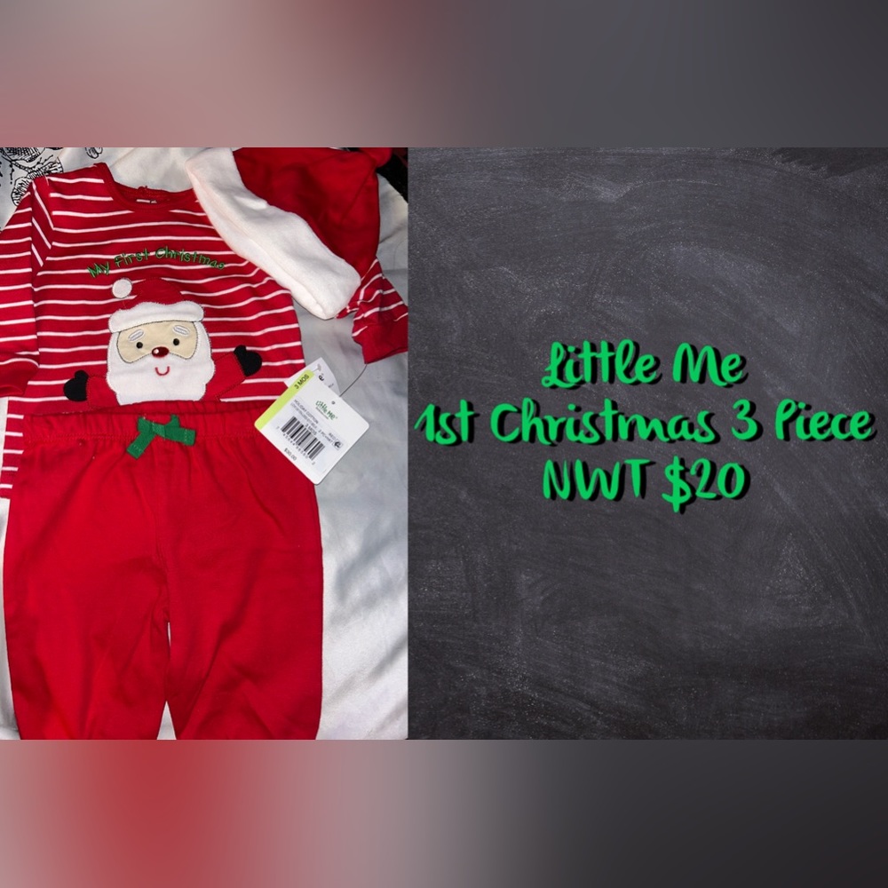 Little Me Christmas 3 Piece Set NEW 0-3 months